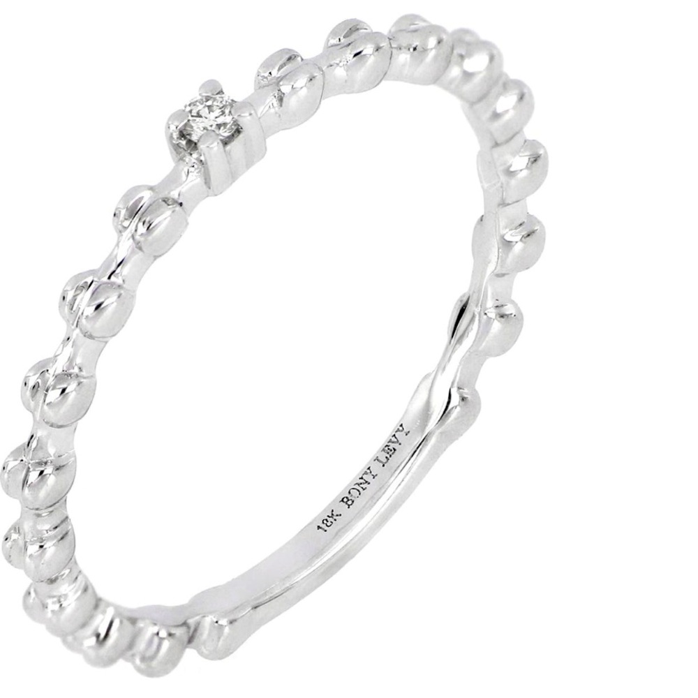 Bony Levy Stacking white gold ring with diamond 18k 0.1 carat size 6